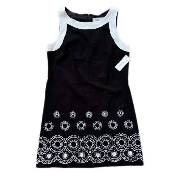 J Howard dress, size 14 Sleeveless floral embroidery lined mini linen blend NWT - Picture 1 of 12
